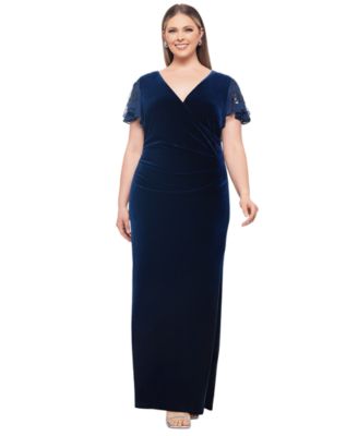 Betsy and newest Adam Blue Velvet Gown