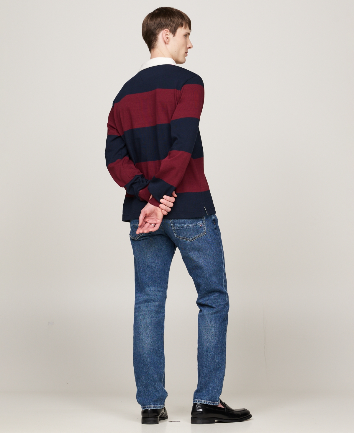 Tommy Hilfiger Men's Regular-Fit Stripe Rugby Sweatshirt -Desert Sky