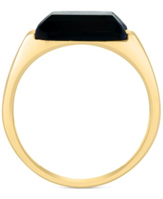 EFFY&reg; Men's Onyx & Diamond Statement Ring (1/5 ct. t.w.) in 14k Gold