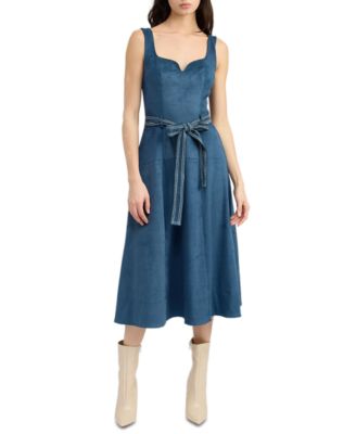 En Saison - Women's Robin Faux-Suede Tie-Waist Midi Dress