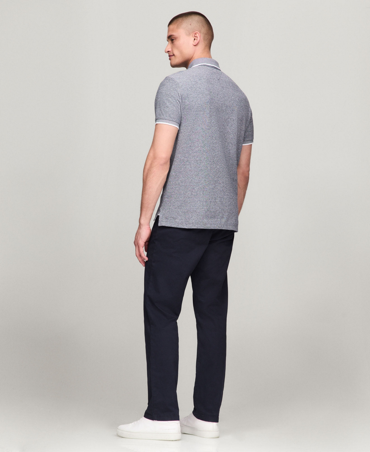 Tommy Hilfiger Men's Regular-fit Tipped Linen Polo Shirt In Desert Sky