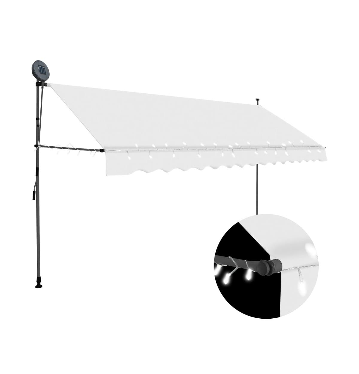 Manual Retractable Awning with Led 137.8" Cream - Cream