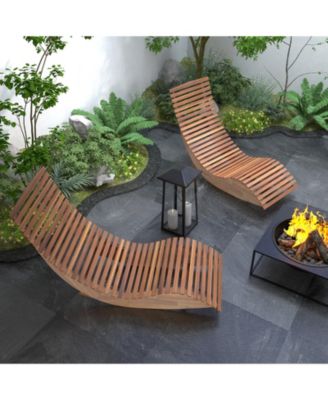 Outdoor Acacia Wood Rocking Chair with Widened Slatted Seat and High Back