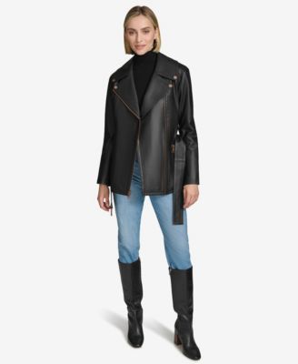 Women's Delphine Belted Leather Jacket