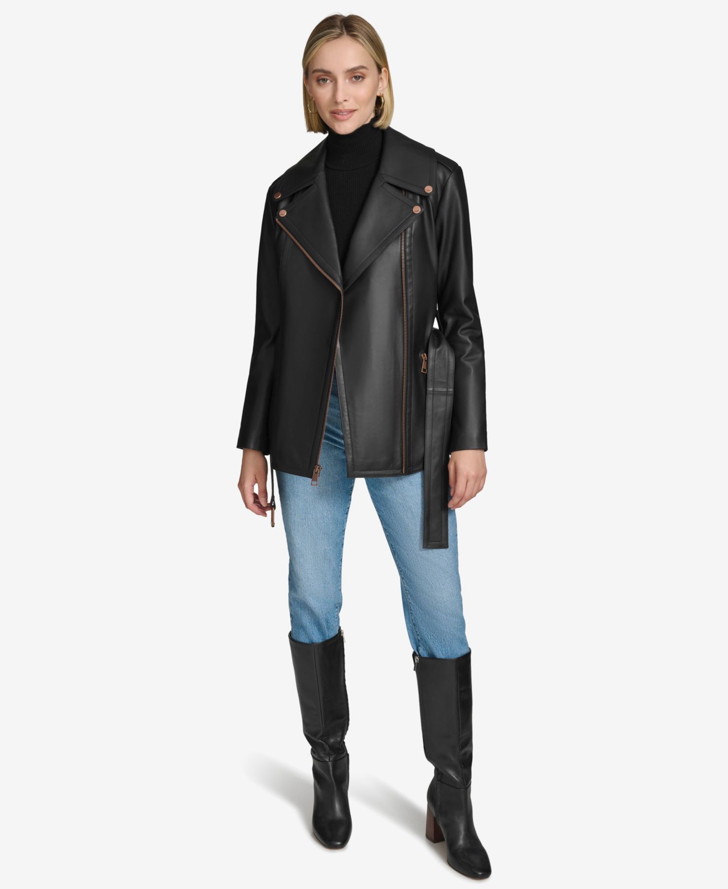 Women's Delphine Belted Leather Jacket