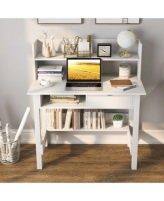 Home Office Computer Desk with Storage Shelves and Drawer Ideal for Working and Studying