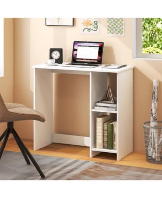 31.5 Inch Modern Home Office Desk with 2 Compartments-White