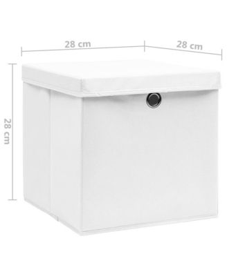 Storage Boxes with Covers 4 pcs 11"x11"x11" White