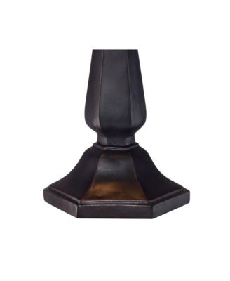 Mission Table Lamp 25" High Bronze Octagonal Art Glass Shade for Living Room Family Bedroom Bedside Nightstand Office