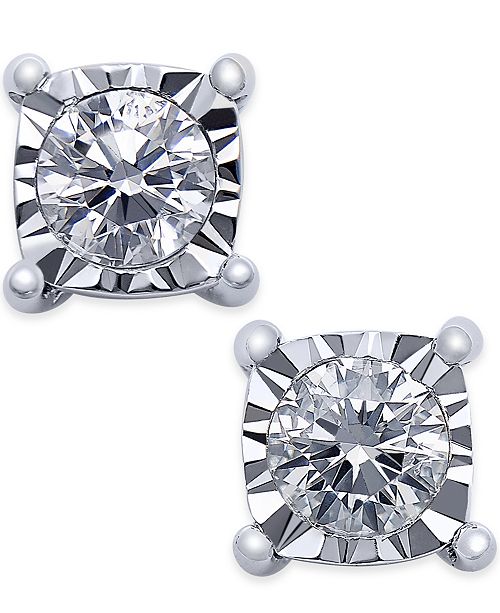 Trumiracle Square Diamond Stud Earrings 1 4 Ct T W In 14k