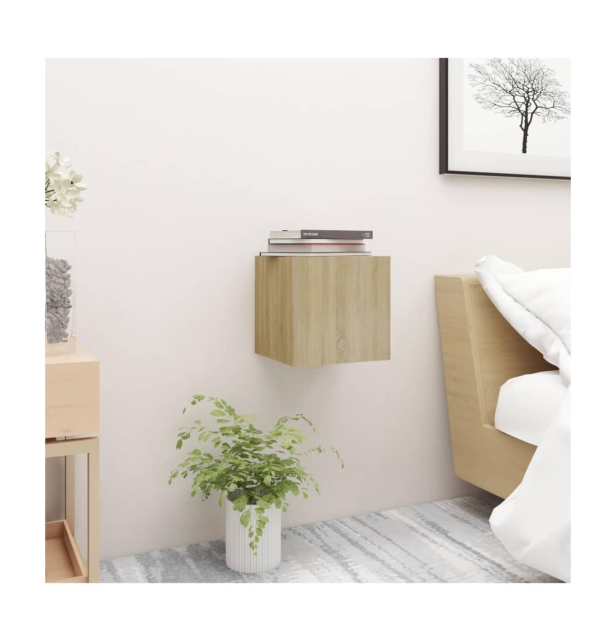 vidaXL Bedside Cabinet Sonoma Oak 12"x11.8"x11.8" Engineered Wood