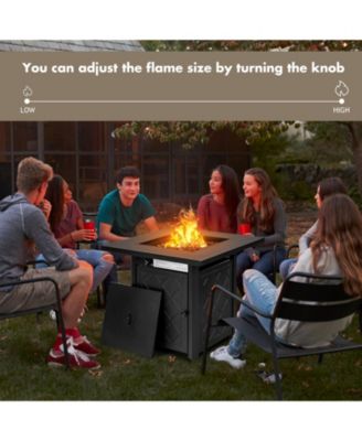 28 Inch Propane 50 000 BTU Patio Square Gas Fireplace with Lava Rock-Black