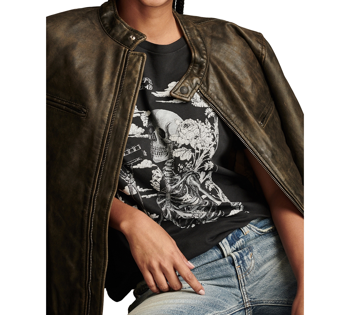 Lucky Brand Women's Grateful Dead Skeleton Graphic Print Cotton T-Shirt