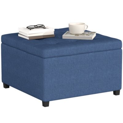 Fabric Tufted Storage Ottoman with Flip Top for Living Room Bedroom