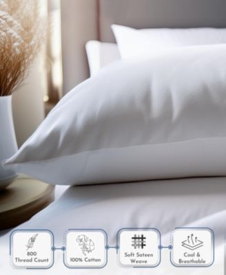 Luxury 800 Thread Count 2 Standard Pillowcases, 100% Cotton Sateen, Soft, Smooth & Thick, Fits Standard & Queen Size Pillows