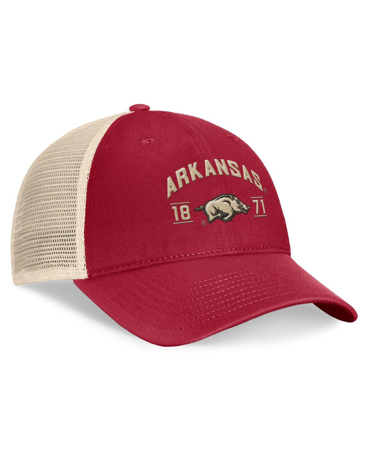 Top Of The World Men's Cardinal Arkansas Razorbacks Heritage Waylon Trucker Adjustable Hat In Cardinal,natural