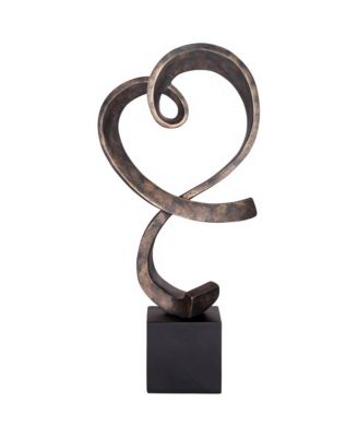 Swirling Heart 17 1/4" High Brushed Nickel Modern Sculpture