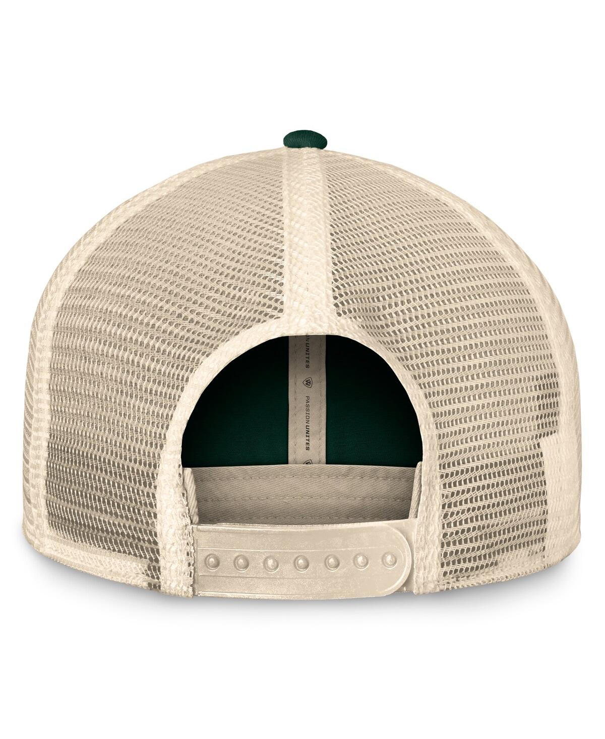 Top Of The World Men's Green Michigan State Spartans Heritage Waylon Trucker Adjustable Hat In Green,natural