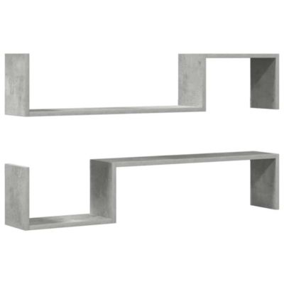 Wall Shelf Set of 2 Concrete Grey Engineered Wood 39.4x5.9x7.9 in