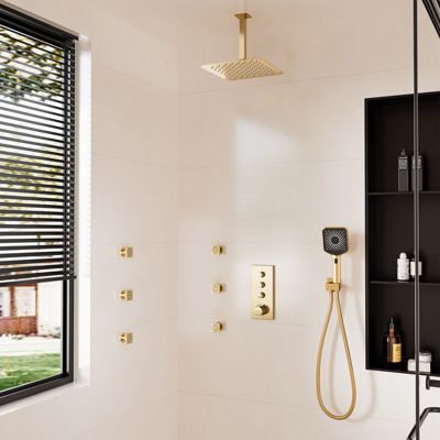 3 Functions 12 Inch Ceiling Mounted Thermostatic Shower System