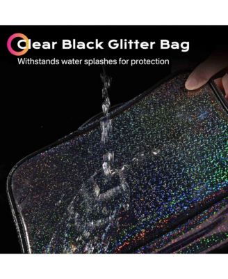 Set of 2 Clear Makeup Bag Cosmetic Organizer Travel Toiletry Pouch Handle Zipper for Makeup Artist Pink