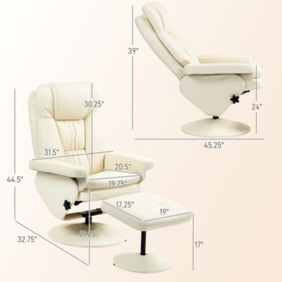 Swivel Recliner with Ottoman Reclining Chair and Footrest,