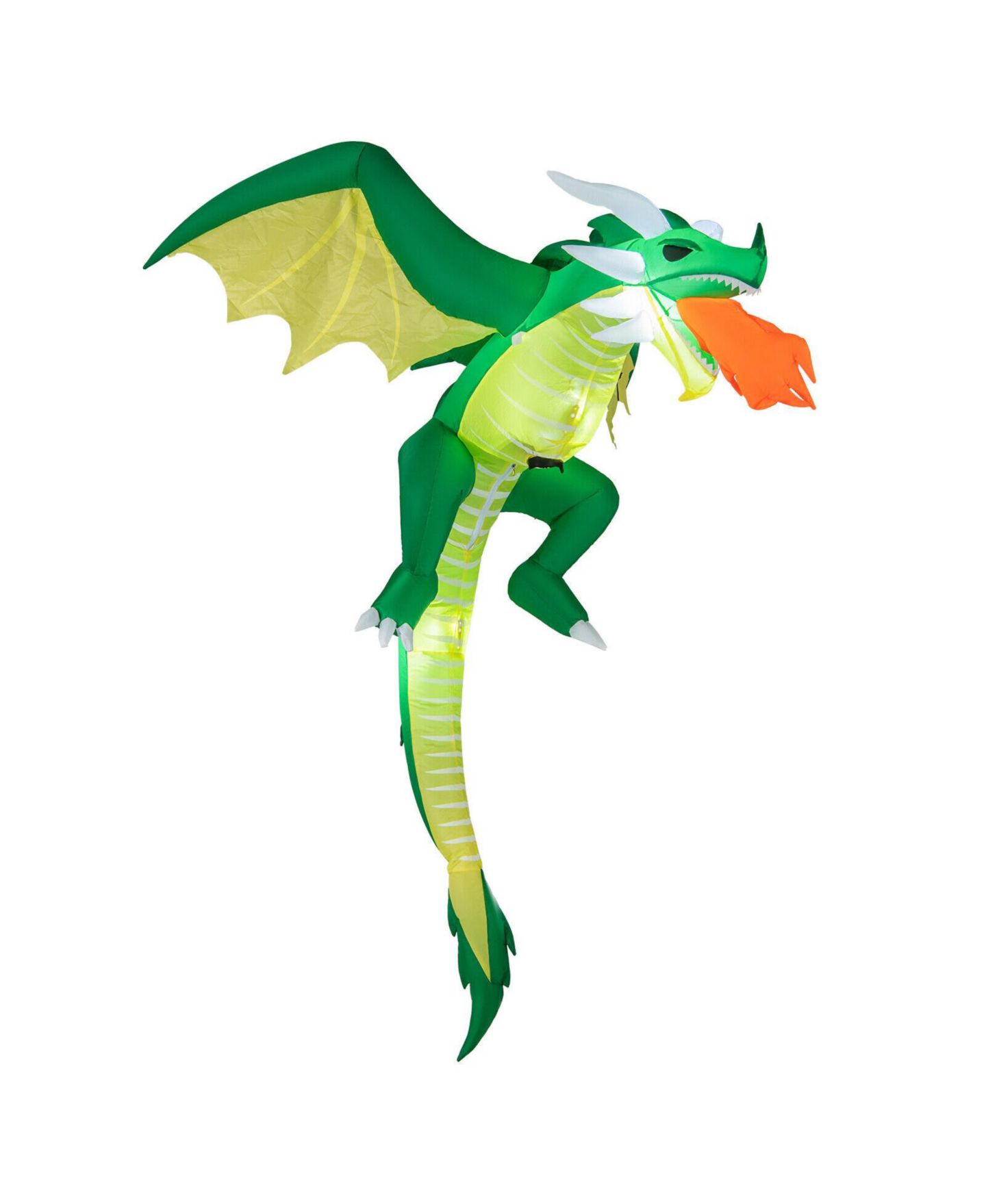 Детская игрушка VEBREDA 5 Feet Hanging Halloween Inflatable Dragon with Waterproof Polyester Fabric, Stakes and Ropes for Yard, цвет: Зелёный — фото 1