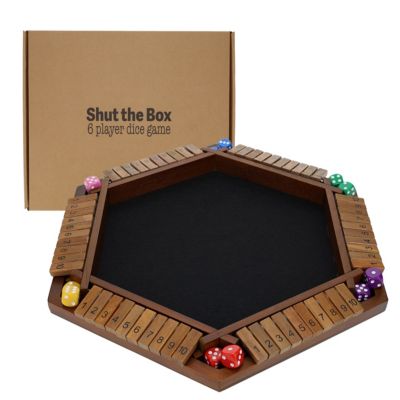 6 Player 14 in. Shut The Box Board Game, Walnut Stained Wood