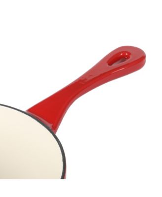 3 Qt Enamel Cast Iron Sauce Pan W/Lid - Gradient Red