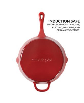 10 Inch Enamel Cast Iron Skillet - Gradient Red