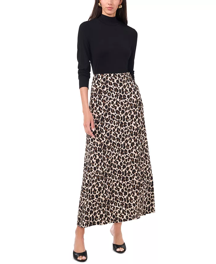 Women's Pull-On A-Line Cheetah Print Midi Skirt - thumbnail 3