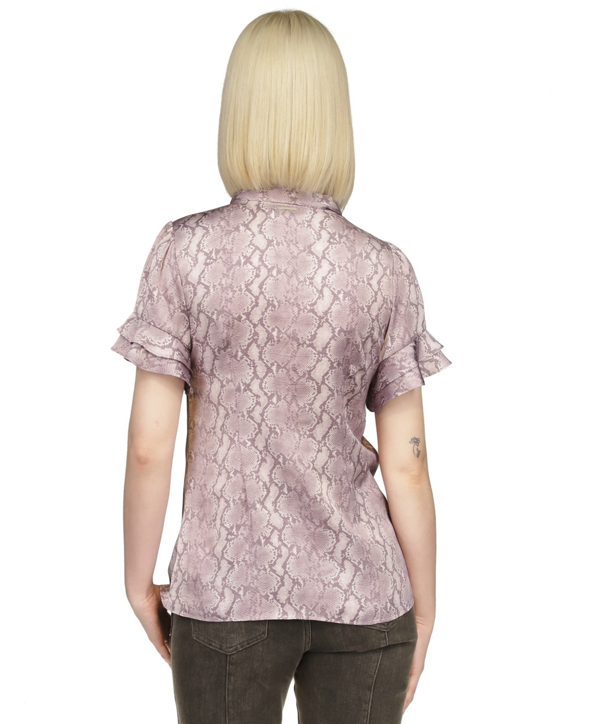 Michael Michael Kors Women's Snake-Print Tie-Neck Top