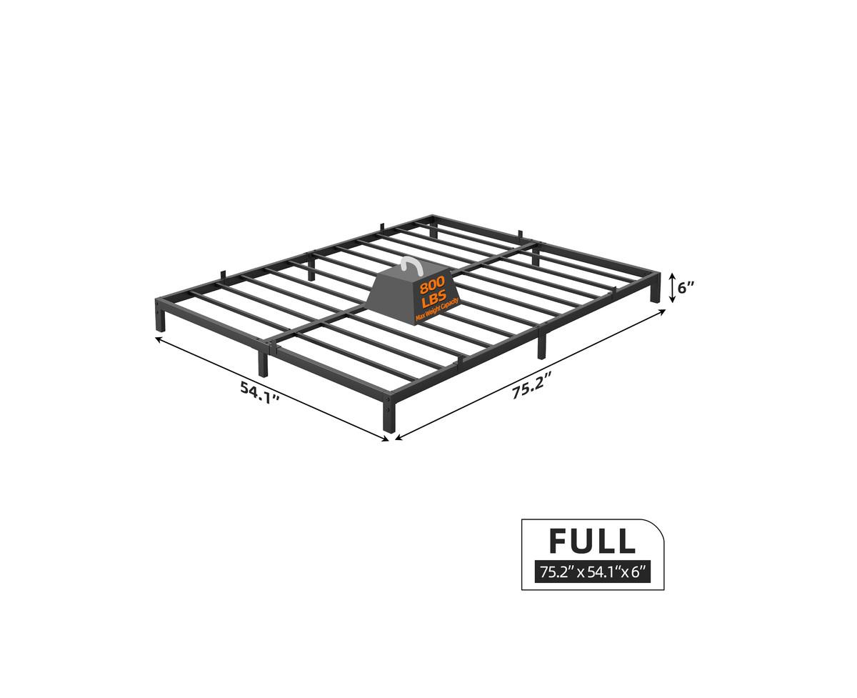 gaomon 6 Inch Queen Bed Frame, Low Profile Queen Metal Platform Bed Frame Support Mattress Foundation, Noise Free, Easy Assembly,- Black