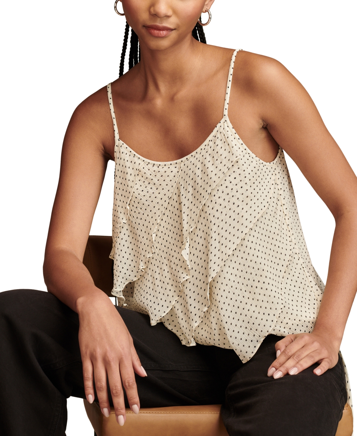 Lucky Brand Women's Printed Long Ruffle Camisole