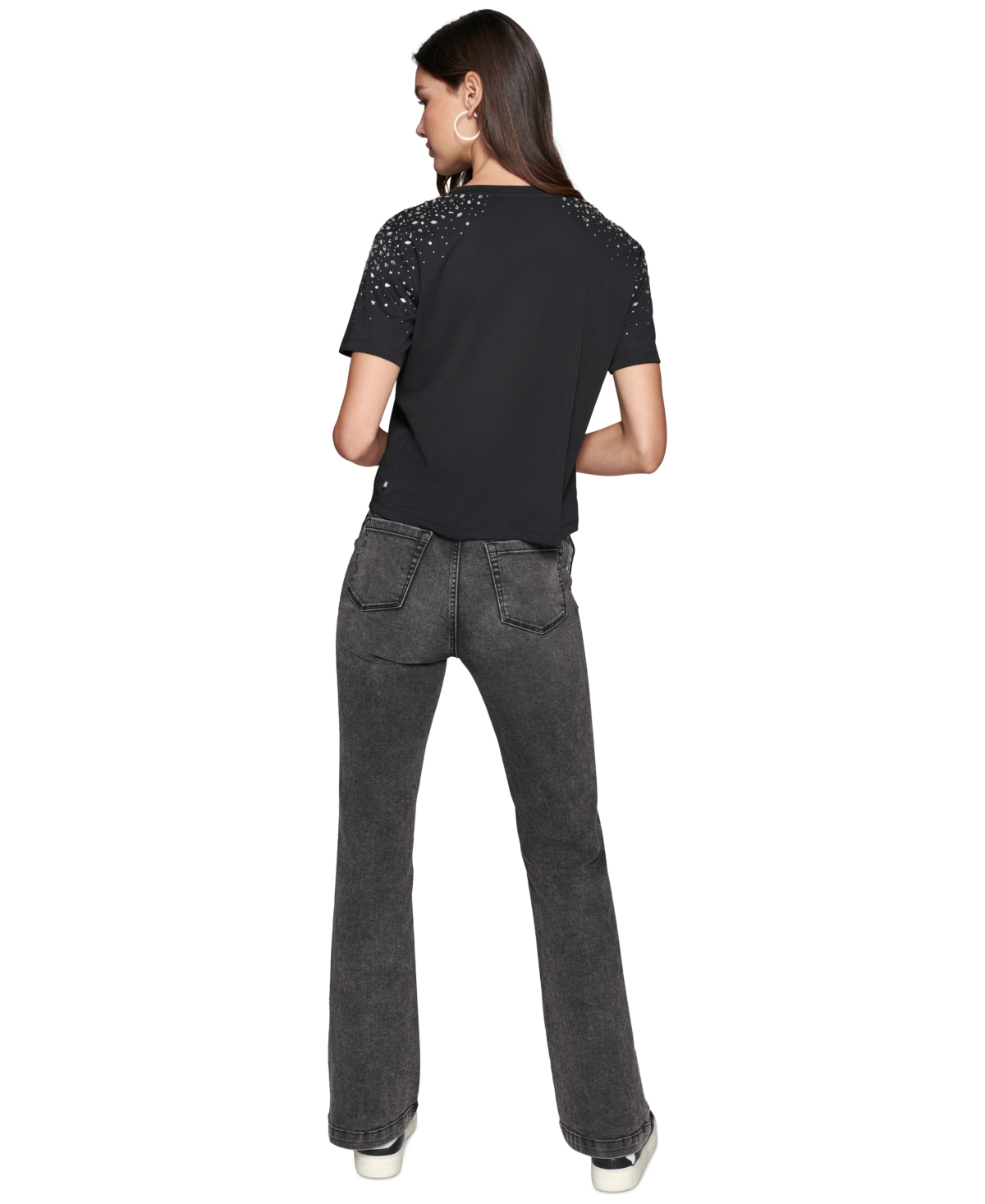 Karl Lagerfeld Paris Women's Rhinestone-Trim T-Shirt