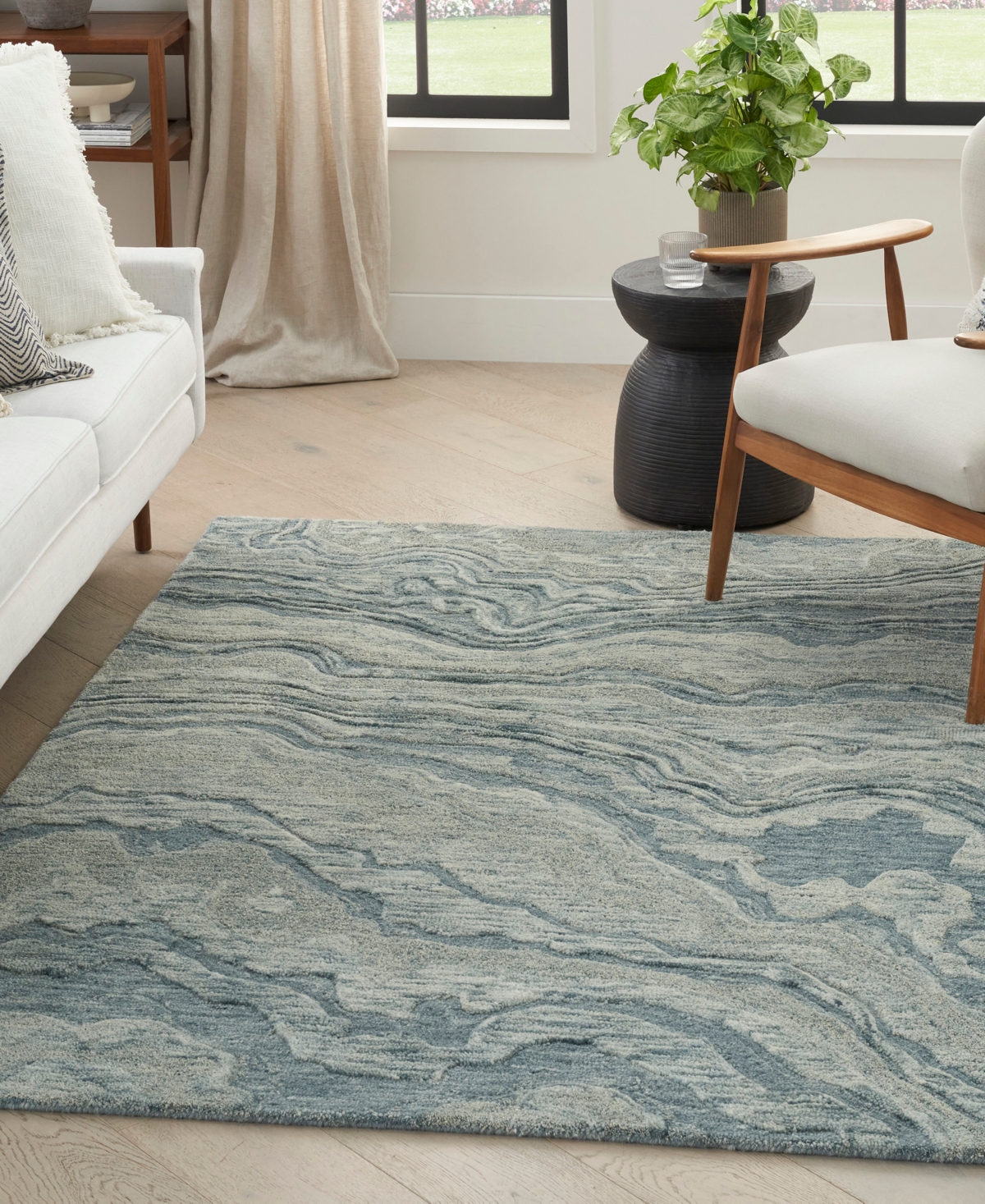 Nourison Home Graceful Gru01 3'9"x5'9" Area Rug In Blue