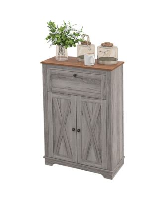 Farmhouse Storage Cabinet with Drawer and Doors, Light