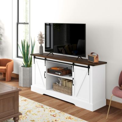 Sideboard w/ Charging Station, Farmhouse TV Sd for 65" TV,