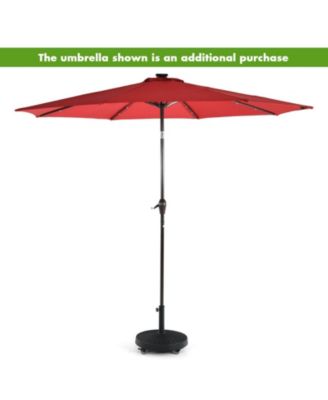 50 LBS Patio Wicker Style Resin Umbrella Base Stand Heavy Duty with Wheels