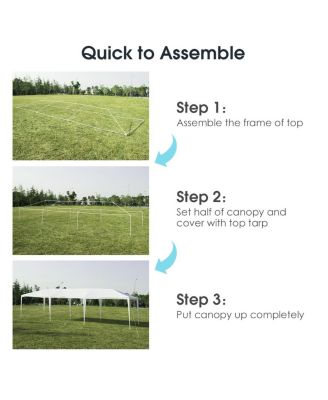 10 x 30 Feet Gazebo Canopy Tent with Connection Stakes and Wind Ropes