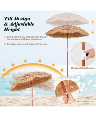 6 Feet Thatched Patio Umbrella with Tilt Design and Carrying Bag