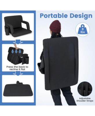 Stadium Seat for Bleachers with Back Support 6 Adjustable Positions-Black