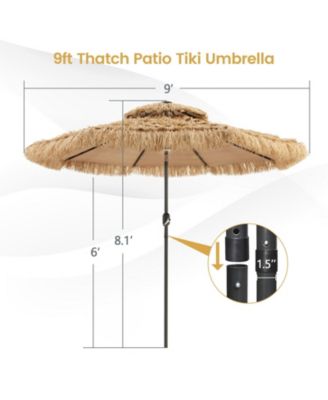 9 Feet Solar Powered Thatched Tiki Patio Umbrella with Led Lights.