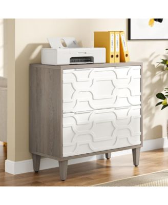 2-Drawer File Cabinet, Lateral Filing Cabinet, Office Storage Cabinet, Printer Stand with Storage Drawer for Home Office