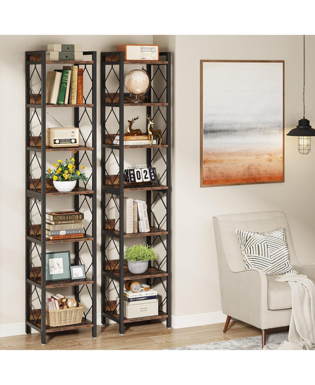 Tribesigns 78.7 Inch Extra Tall Narrow Bookshelf, 7 Tier Skinny Bookcase for Spaces, Freestanding Display Shelves, Multifunctional Corner Storag