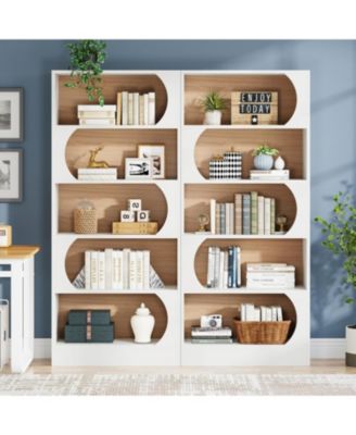 Modern 5-Tier Bookcase, 71-Inch Tall Freestanding Bookshelf with Storage Shelves, Large Open Bookcases Wood Display Shelving Unit