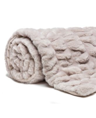 Premium Ruched Faux Fur & Mink Reversible Blanket, Throw