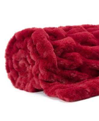 Premium Ruched Faux Fur & Mink Reversible Blanket, Throw