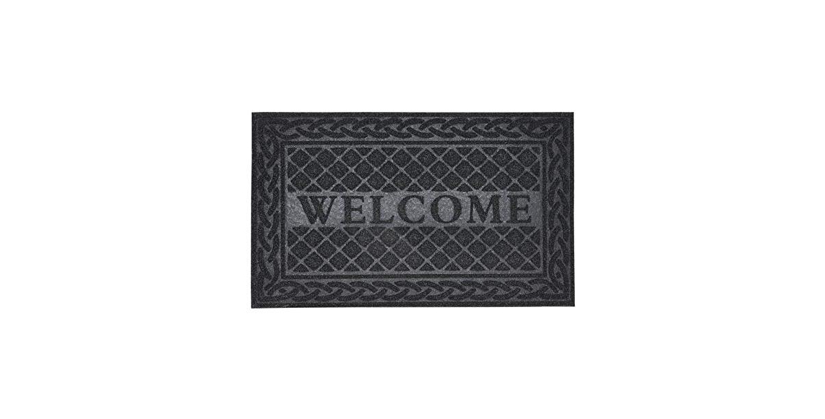 Non-Slip Doormat for Entry, 18" x 30", Waterproof Mat, Natural - Black