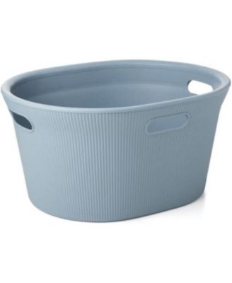 Ribbed Design Laundry Basket, 35 L White Laundry Basket 20.5 x 17 x 10.5 inches